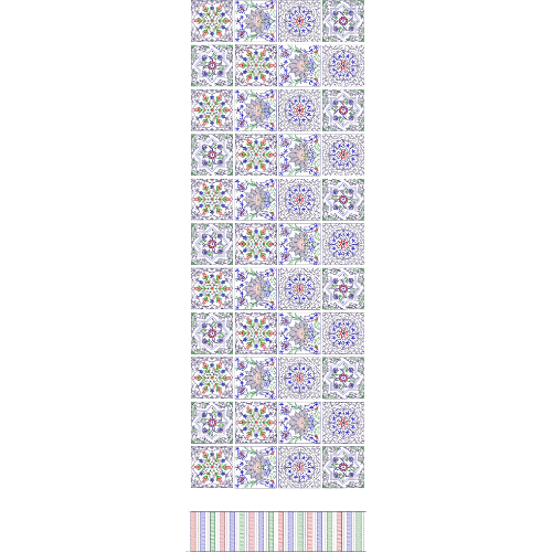Multicolor Ornamental Square Tile All-Over Jaal Embroidery Design