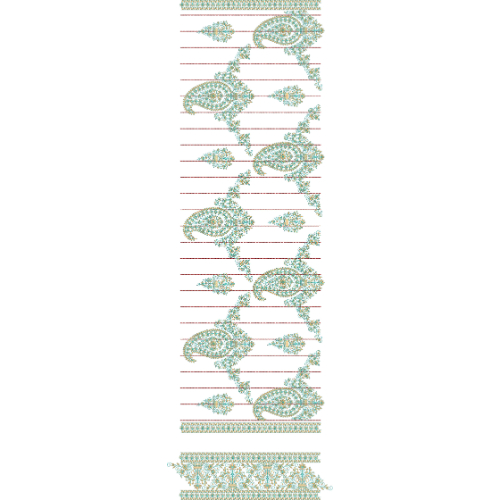 Elegant Paisley Vine with Linear Stripe All-Over Jaal Embroidery Design