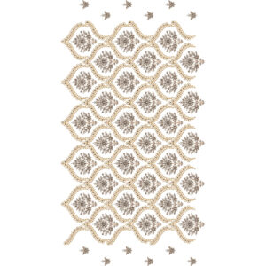 Scalloped Diamond Floral Medallion All-Over Jaal Embroidery Design
