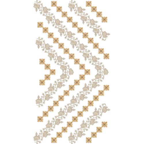 Diagonal Floral Vine with Mini Flower All-Over Jaal Embroidery Design
