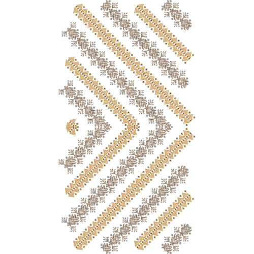 Chevron Geometric Stripe with Floral Motif All-Over Jaal Embroidery Design