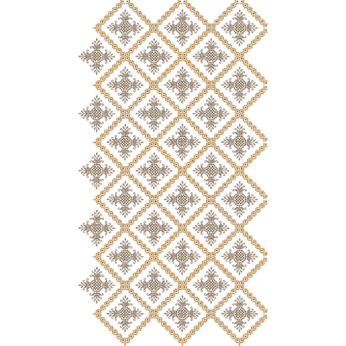Floral Medallion Diamond Grid All-Over Jaal Embroidery Design