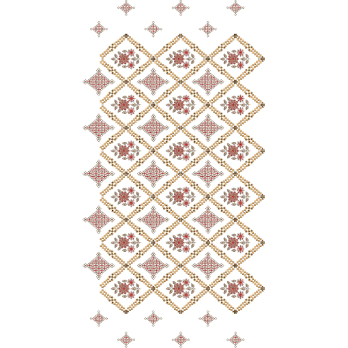 Floral Medallion Diamond Grid All-Over Jaal Embroidery Design