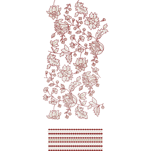 Outline Floral Vine All-Over Jaal Embroidery Design