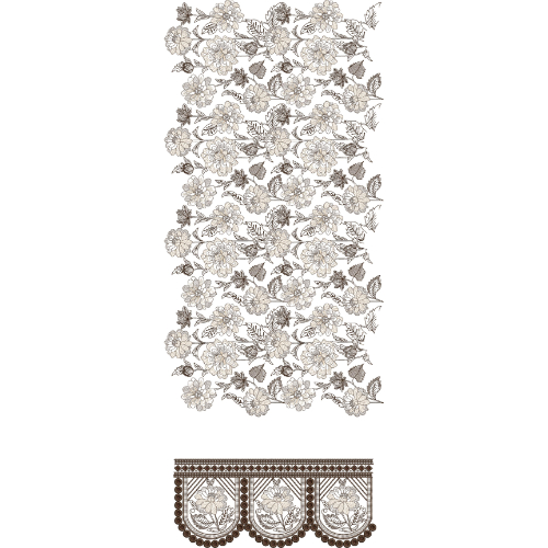 Dense Floral Bouquet All-Over Jaal Embroidery Design with Ornamental Border