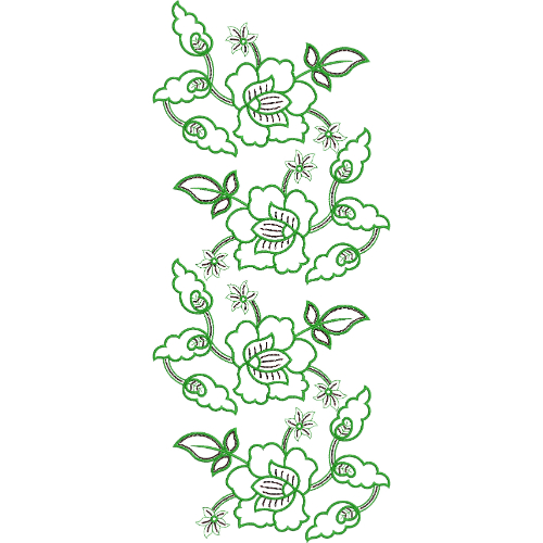 Bold Outline Floral Vine All-Over Jaal Embroidery Design