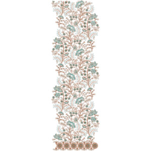 Vertical Botanical Vine All-Over Jaal Embroidery Design with Floral Border