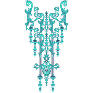 Elegant Turquoise Neckline Embroidery Design | Ornamental Gala Pattern for Kurti