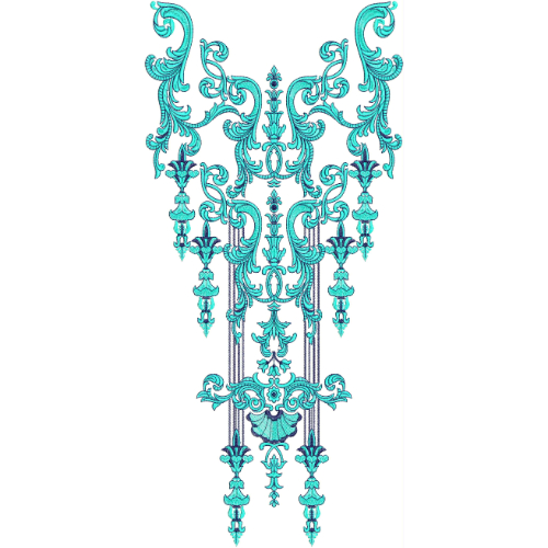 Elegant Turquoise Neckline Embroidery Design | Ornamental Gala Pattern for Kurti