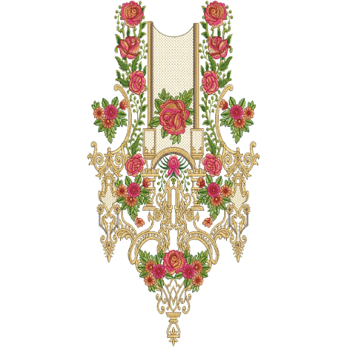 Royal Floral Neckline Embroidery Design | Heavy Gala Embroidery Pattern for Kurti