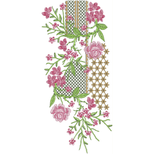 Elegant Floral Side Neckline Embroidery Design | Modern Kurti Gala Pattern