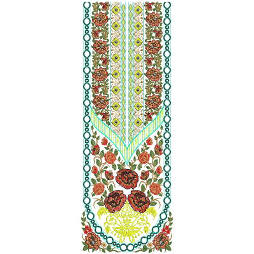Traditional Long Neckline Embroidery Design | Floral Kurti Gala Embroidery Pattern