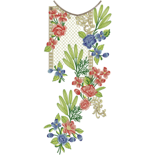 Multicolor Floral Side Neckline Embroidery Design | Stylish Kurti Gala Pattern