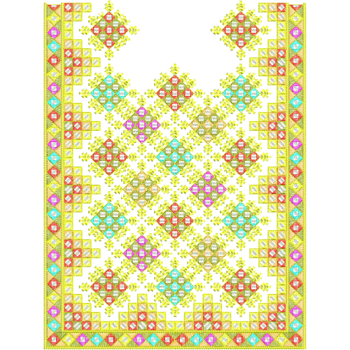 Colorful Geometric Neckline Embroidery Design | Traditional Kurti Gala Pattern