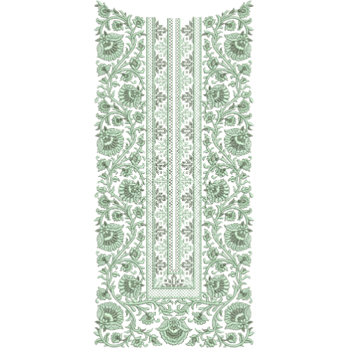 Elegant Green Traditional Neckline Embroidery Design | Classic Kurti Gala Pattern
