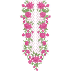 Elegant Pink Floral Long Neckline Embroidery Design | Designer Kurti Gala Pattern