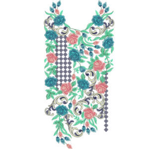 Modern Multicolor Floral Neckline Embroidery Design | Designer Kurti Gala Pattern