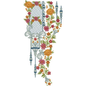 Designer Floral Neckline Embroidery Design | Elegant Kurti Gala Embroidery Pattern
