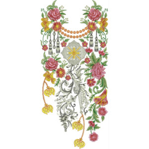 Luxury Floral Necklace Style Neckline Embroidery Design | Designer Kurti Gala Pattern