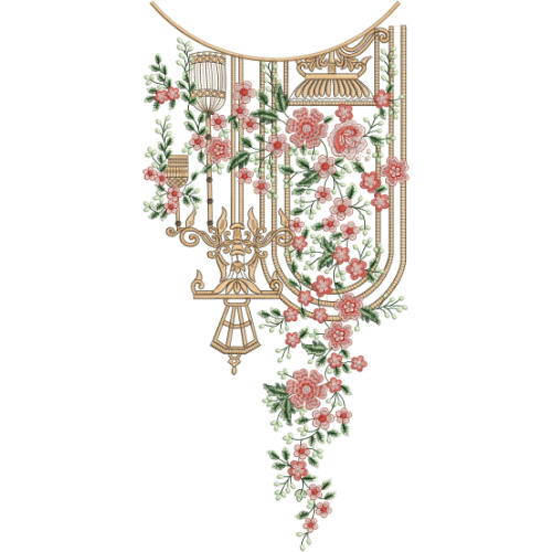 Luxury Floral Chandelier Neckline Embroidery Design | Designer Kurti Gala Pattern