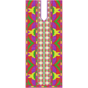 Vibrant Ethnic V-Neck Panel Embroidery Design with Bold Geometric Patterns