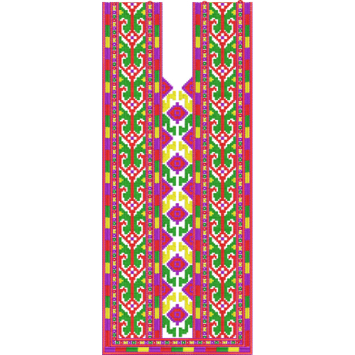 Traditional Geometric Folk Neckline Embroidery Design with Multicolor Ethnic Pattern