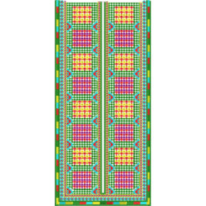 Colorful Checkered Geometric Neckline Embroidery Design with Traditional Folk Pattern
