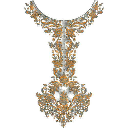 Elegant Floral Neckline Embroidery Design for Women Dress