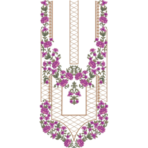 Elegant U-Shape Floral Neckline Embroidery Design for Kurti