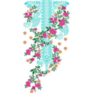 Elegant Floral Front Neckline Embroidery Design for Women Kurti