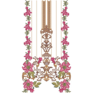 Luxury Vertical Floral Neckline Embroidery Design for Women Kurti
