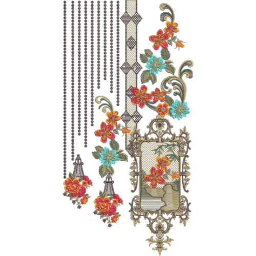 Elegant Floral Panel Neckline Embroidery Design for Women Kurti