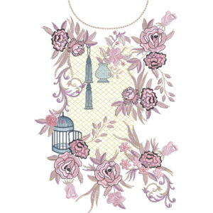 Luxury Floral Scenic Neckline Embroidery Design for Women Kurti