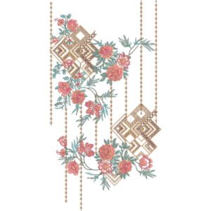 Elegant Floral Geometric Neckline Embroidery Design for Women Kurti