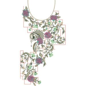Stylish Floral Geometric Neckline Embroidery Design for Women Kurti