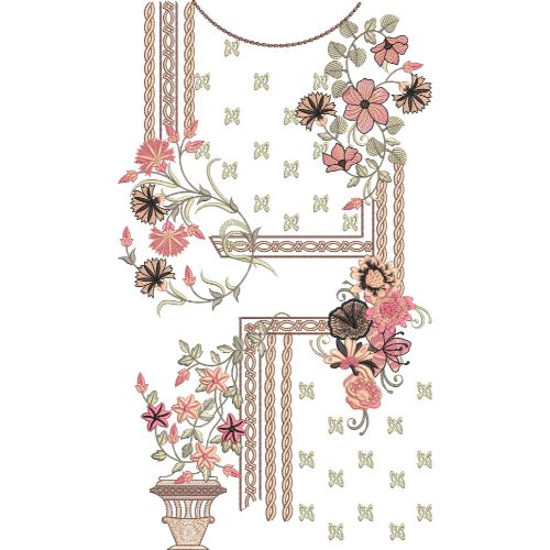 Elegant Floral Panel Neckline Embroidery Design for Women Kurti