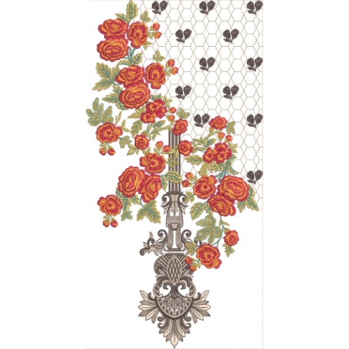 Luxury Rose Floral Panel Neckline Embroidery Design for Women Kurti