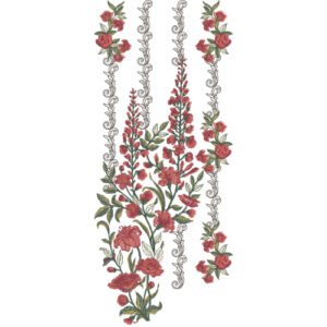 Elegant Vertical Rose Floral Neckline Embroidery Design for Women Kurti