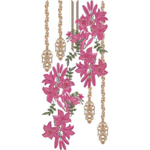 Elegant Lily Floral Hanging Neckline Embroidery Design for Women Kurti