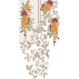 Luxury Floral Lattice Neckline Embroidery Design for Women Kurti