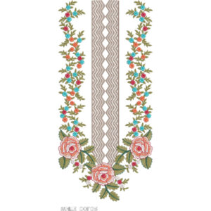 Elegant U-Shape Floral Panel Neckline Embroidery Design for Women Kurti
