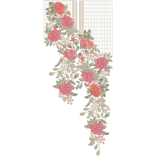 Elegant Rose Floral Neckline Embroidery Design for Women Kurti