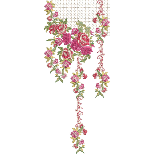 Elegant Rose Floral Neckline Embroidery Design for Women Kurti