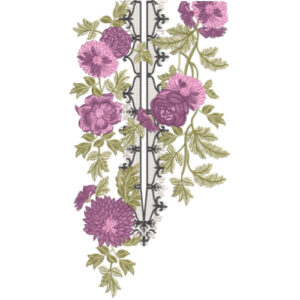 Elegant Purple Floral Panel Neckline Embroidery Design for Women Kurti