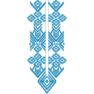 Modern Geometric Blue Neckline Embroidery Design with Ethnic Pattern