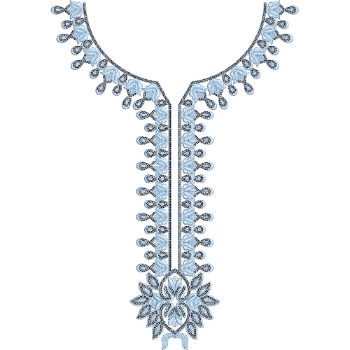 Elegant Sky Blue Traditional Neckline Embroidery with Paisley and Floral Motif