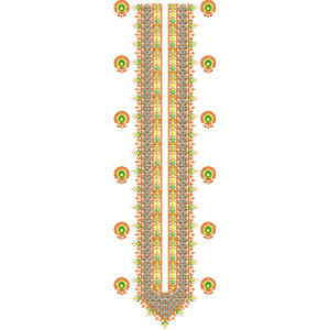 Vibrant Multicolor Long Panel Neckline Embroidery Design with Traditional Ethnic Motifs