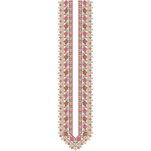 Elegant Floral Border Neckline Embroidery Design with Traditional Ethnic Motifs for Kurti and Dress Front