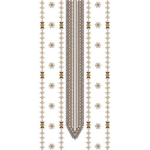 Elegant Ethnic Floral and Geometric Panel Neckline Embroidery Design for Kurti and Traditional Wear