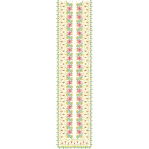 Elegant Long Floral Panel Neckline Embroidery Design with Traditional Vine and Border Detailing